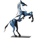 SunBlogs Art Standing Horse Statue Home Decor, Hand Painted Metal Horse Desktop Sculpture, Home & Office Animal Statue, Horse Memorial Gifts for Horse Lovers (Blue)