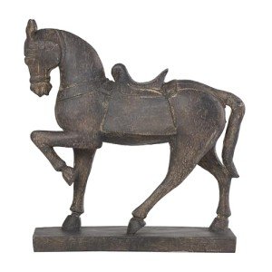Deco 79 Polystone Horse Decorative Sculpture Prancing Home Decor Statue, Accent Figurine 14" x 4" x 15", Brown