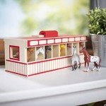 Melissa & Doug Take-Along Show-Horse Stable Play Set With Wooden Stable Box and 8 Toy Horses