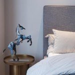 SunBlogs Art Standing Horse Statue Home Decor, Hand Painted Metal Horse Desktop Sculpture, Home & Office Animal Statue, Horse Memorial Gifts for Horse Lovers (Blue)