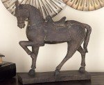 Deco 79 Polystone Horse Decorative Sculpture Prancing Home Decor Statue, Accent Figurine 14" x 4" x 15", Brown