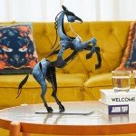 SunBlogs Art Standing Horse Statue Home Decor, Hand Painted Metal Horse Desktop Sculpture, Home & Office Animal Statue, Horse Memorial Gifts for Horse Lovers (Blue)