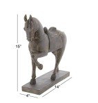 Deco 79 Polystone Horse Decorative Sculpture Prancing Home Decor Statue, Accent Figurine 14" x 4" x 15", Brown
