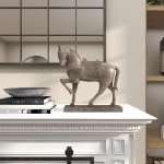 Deco 79 Polystone Horse Decorative Sculpture Prancing Home Decor Statue, Accent Figurine 14" x 4" x 15", Brown