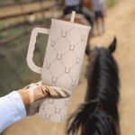 SANDJEST Horse Tumbler with Handle, Insulated Cup Stainless Steel Travel Mug Cup, Gifts for Women Girl, Equestrian Gift for Birthday Christmas, 40oz