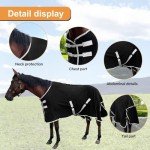 Kabahorze Polar Fleece Horse Blanket, Soft Horse Cooler,Multi-Function Horse Sheet (Black, US 72IN(EU 135CM))