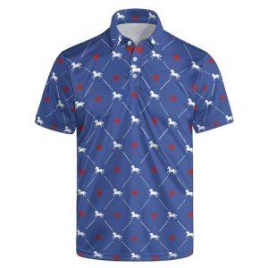 Horse Racing Shirt Mens Golf Shirt Funny Polo Shirts Short Sleeve Golf Polo Shirts Horse Gifts Print Shirts Blue XL