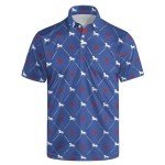 Horse Racing Shirt Mens Golf Shirt Funny Polo Shirts Short Sleeve Golf Polo Shirts Horse Gifts Print Shirts Blue XL