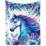 Horse Throw Blanket - Soft Flannel for Girls Boys Kids Horse Lovers - Warm All Season Lap, Chair, Sofa Blanket - 50"x40"