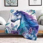 Horse Throw Blanket - Soft Flannel for Girls Boys Kids Horse Lovers - Warm All Season Lap, Chair, Sofa Blanket - 50"x40"