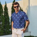 Horse Racing Shirt Mens Golf Shirt Funny Polo Shirts Short Sleeve Golf Polo Shirts Horse Gifts Print Shirts Blue XL