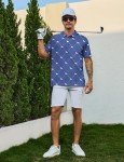 Horse Racing Shirt Mens Golf Shirt Funny Polo Shirts Short Sleeve Golf Polo Shirts Horse Gifts Print Shirts Blue XL