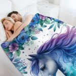 Horse Throw Blanket - Soft Flannel for Girls Boys Kids Horse Lovers - Warm All Season Lap, Chair, Sofa Blanket - 50"x40"