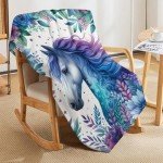 Horse Throw Blanket - Soft Flannel for Girls Boys Kids Horse Lovers - Warm All Season Lap, Chair, Sofa Blanket - 50"x40"
