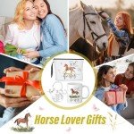 Crtiin 3 Pcs Horse Gifts for Girl Women Just a Girl Who Loves Themed 11 oz Coffee Mug Cosmetic Makeup Bag Inspirational Keychain Thank You Gifts for Coworkers Daughter Lovers Birthday