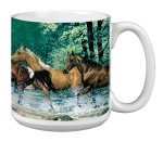 Horses Extra Large Mug, 20-Ounce Jumbo Ceramic Coffee Cup Spring Creek Run Themed Horse Lovers - Gift for horse people Tree-Free Greetings