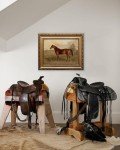 KBKBART Gold Framed Vintage Wall Art, Vintage Horse Painting Farmhouse Decor, Rustic Antique Equestrian Art Prints Wall Decor, Western Animal Picture Wall Hanging Decor for Living Room, Bathroom, Office, Bedroom(12"x16")