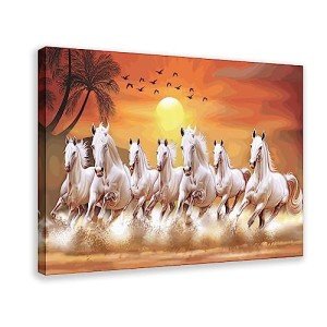 Seven Lucky Running Wild Horses Art Animal Wall Art Running Horses Wall Posters 4 Canvas Poster Bedroom Decor Sports Landscape Office Room Decor Gift Frame-style Frame-style08x12inch(20x30cm)