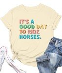 Zylkor Funny Saying Shirt for Women Funny Letter Printed Shirts Horse Lover T-Shirt Ride Horses Letter Graphic Tops
