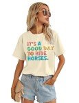 Zylkor Funny Saying Shirt for Women Funny Letter Printed Shirts Horse Lover T-Shirt Ride Horses Letter Graphic Tops