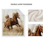 Jekeno Running Brown Horse Gifts Blanket, Horse Decor Blankets Soft Warm Sherpa Throw for Adults Men Women Birthday, Home Living Room Decoration Boys Girls Kids 50"x60"