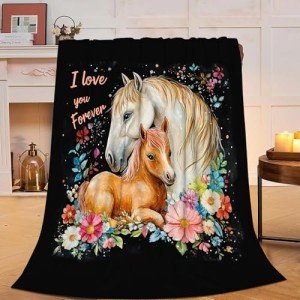 Horse Blanket Horse Gifts Soft Cozy Horse Plush Throw Blanket Super Warm Fleece Fuzzy Bedding Blanket for Kids Girls Boys Women Bed Decor Stuff 40"X50"
