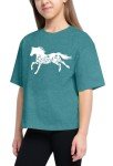 Zylkor Horse Shirts for Girls Love Horses Shirt Youth Horseback Riding Casual Animal Graphic Tees 8-15 Year Old Cyan