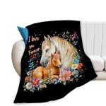 Horse Blanket Horse Gifts Soft Cozy Horse Plush Throw Blanket Super Warm Fleece Fuzzy Bedding Blanket for Kids Girls Boys Women Bed Decor Stuff 40"X50"