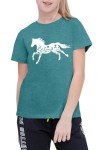 Zylkor Horse Shirts for Girls Love Horses Shirt Youth Horseback Riding Casual Animal Graphic Tees 8-15 Year Old Cyan