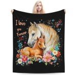 Horse Blanket Horse Gifts Soft Cozy Horse Plush Throw Blanket Super Warm Fleece Fuzzy Bedding Blanket for Kids Girls Boys Women Bed Decor Stuff 40"X50"