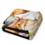 Horse Blanket Horse Gifts Soft Cozy Horse Plush Throw Blanket Super Warm Fleece Fuzzy Bedding Blanket for Kids Girls Boys Women Bed Decor Stuff 40"X50"