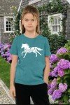 Zylkor Horse Shirts for Girls Love Horses Shirt Youth Horseback Riding Casual Animal Graphic Tees 8-15 Year Old Cyan