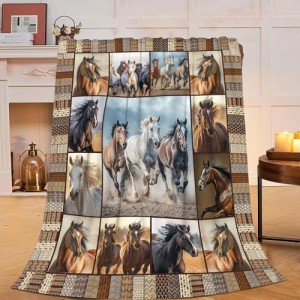Horse Blaneket Western Horses Fleece Throw Blanket Fuzzy Plush Super Soft Cozy Warm Horse Decor Stuffed Animal Blanket Gifts for Boys Girls Kids Adult Men Women 40"x50"