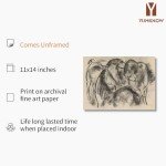 Beige Equine Pony Equestrian Print Poster - Vintage Farmhouse Horse Wall Art - Horse Drawing Etching Rustic Gray Picture - Grey Neutral Animal Sketch - Minimalist Mid Century French Country Room Decor