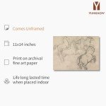 Vintage Farmhouse Horse Wall Art - Horse Drawing Etching Rustic Gray Picture - Beige Equine Pony Equestrian Print Poster - Grey Neutral Animal Sketch - Minimalist Mid Century French Country Room Decor