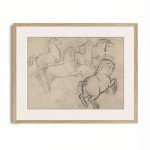 Vintage Farmhouse Horse Wall Art - Horse Drawing Etching Rustic Gray Picture - Beige Equine Pony Equestrian Print Poster - Grey Neutral Animal Sketch - Minimalist Mid Century French Country Room Decor