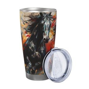Xinvast Horse Tumbler Vacuum Insulated Water Bottle Stainless Steel Insulated Coffee Travel Mug For Girl Women 20oz