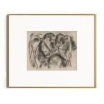 Beige Equine Pony Equestrian Print Poster - Vintage Farmhouse Horse Wall Art - Horse Drawing Etching Rustic Gray Picture - Grey Neutral Animal Sketch - Minimalist Mid Century French Country Room Decor