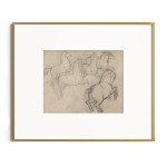 Vintage Farmhouse Horse Wall Art - Horse Drawing Etching Rustic Gray Picture - Beige Equine Pony Equestrian Print Poster - Grey Neutral Animal Sketch - Minimalist Mid Century French Country Room Decor