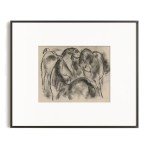 Beige Equine Pony Equestrian Print Poster - Vintage Farmhouse Horse Wall Art - Horse Drawing Etching Rustic Gray Picture - Grey Neutral Animal Sketch - Minimalist Mid Century French Country Room Decor