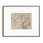 Vintage Farmhouse Horse Wall Art - Horse Drawing Etching Rustic Gray Picture - Beige Equine Pony Equestrian Print Poster - Grey Neutral Animal Sketch - Minimalist Mid Century French Country Room Decor