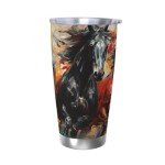 Xinvast Horse Tumbler Vacuum Insulated Water Bottle Stainless Steel Insulated Coffee Travel Mug For Girl Women 20oz