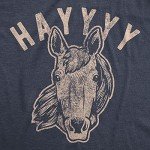 Womens Hayyy Tshirt Funny Hay is for Horses Hello Sarcastic Hilarious Graphic Novelty Tee Funny T Shirts Cool Animal T Shirt Women's Novelty Tees Navy S