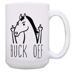 ThisWear Horse Mug Buck Off Funny Horse Mug Horse Lover Gifts Middle Finger Coffee Mug Horse Owner Gifts Gift 15-oz Coffee Mug Tea Cup 15 oz White