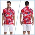 Golf Shirts for Men Dry Fit Moisture Wicking Casual Red USA Flag Riding Horse Print Collared Mens Golf Polo Shirts for Men Short Sleeve Golf Polos for Men, X-Large
