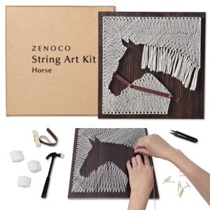 zenoco Horse String Art Kit for Adults, Teens & Women, All-Inclusive DIY Craft Kit for Beginners to Advanced Crafters - Unique Crafts Gift for Wall Decor & Mindfulness Art Projects (12" x 12")