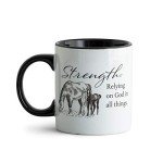 DaySpring Strength: Relying on God for All Things-Farm Fresh Faith Horse and Colt Inspirational Christian Ceramic Mug, 12 ounces, White