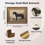 ASTRDECOR Classic Horse Wall Art Prints, Vintage Rustic Farmhouse Country Wall Decor, Vintage Western Canvas Prints, Antique Picture Frame Oil Painting for Living Room, Office, Bedroom - 9x12In