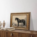 ASTRDECOR Classic Horse Wall Art Prints, Vintage Rustic Farmhouse Country Wall Decor, Vintage Western Canvas Prints, Antique Picture Frame Oil Painting for Living Room, Office, Bedroom - 9x12In