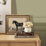 ASTRDECOR Classic Horse Wall Art Prints, Vintage Rustic Farmhouse Country Wall Decor, Vintage Western Canvas Prints, Antique Picture Frame Oil Painting for Living Room, Office, Bedroom - 9x12In